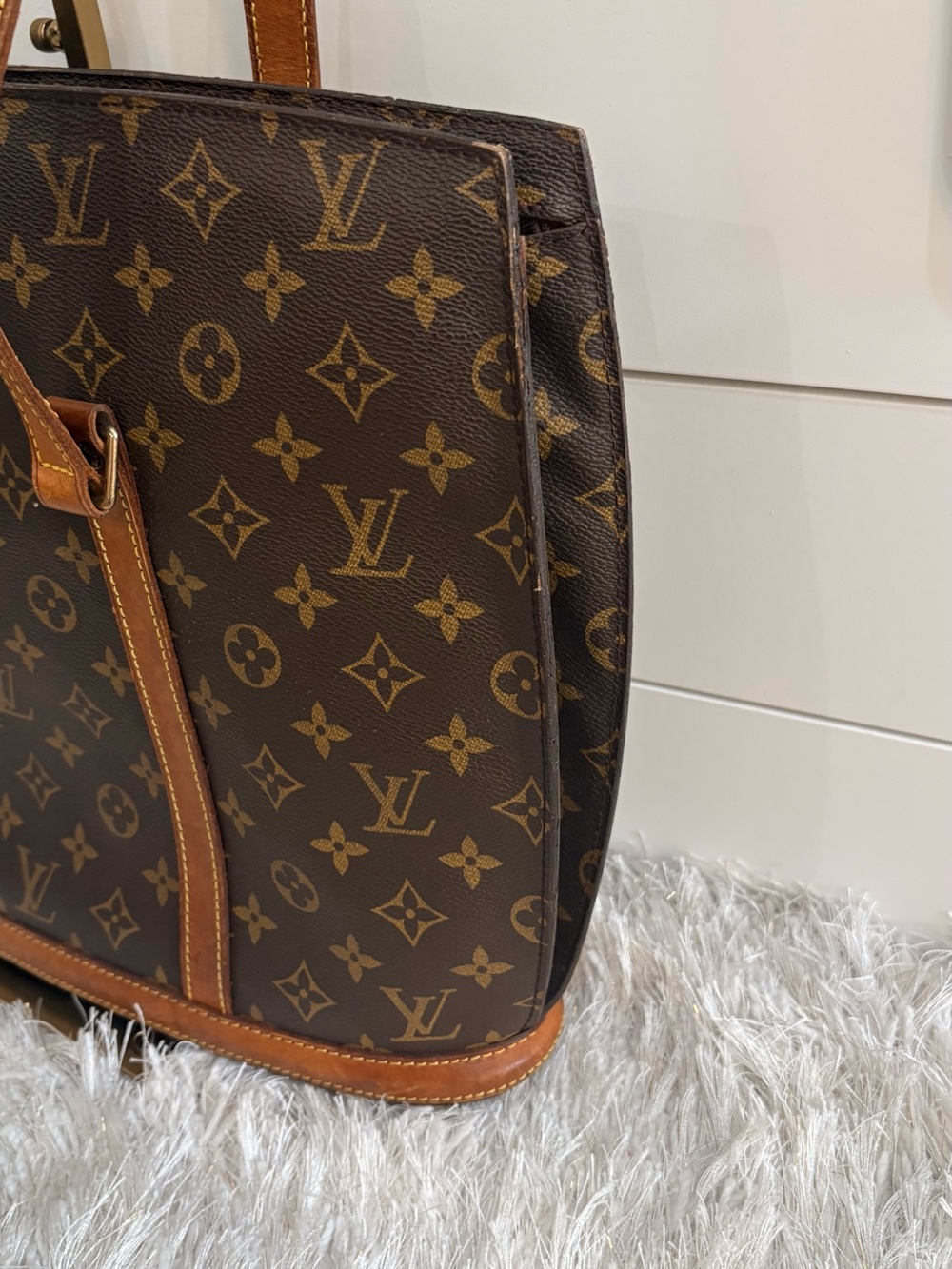 Louis Vuitton Brown Monogram Canvas Tote with Tan Leather Trim - Picture 3 of 13